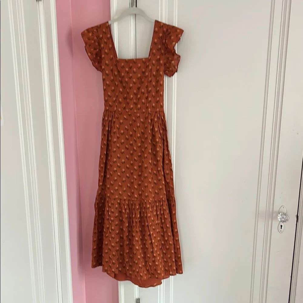 Madewell Ruffle Strap Tiered Midi Dress in Wild Calendula Block Print - Picture 4 of 9